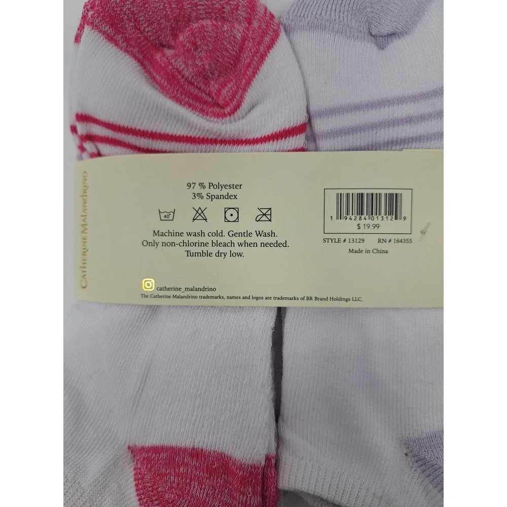Catherine Malandrino Womens No Show Cushion White Socks 6pk Shoe Size 4-10